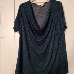 Drape neck short sleeve blouse